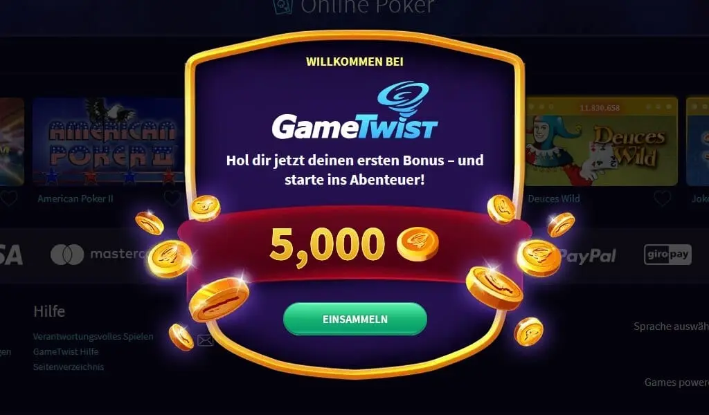 Game Twist Casino Willkommensbonus